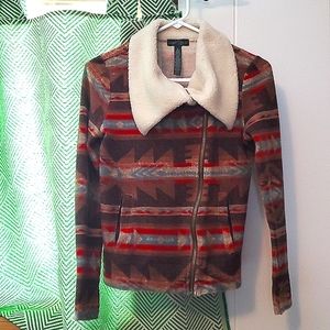 Ralph Lauren southwest print shacket/cardigan w/sherpa collar- sz Small